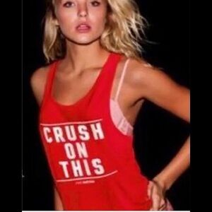 Pink Victoria's Secret‎ Racerback Tank Top Red "Crush On This" Women’s Large​​​